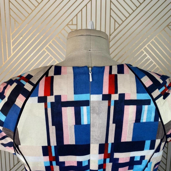 Lela Rose Abstract Geometric Print Colorful‎ Dress - Picture 8 of 12